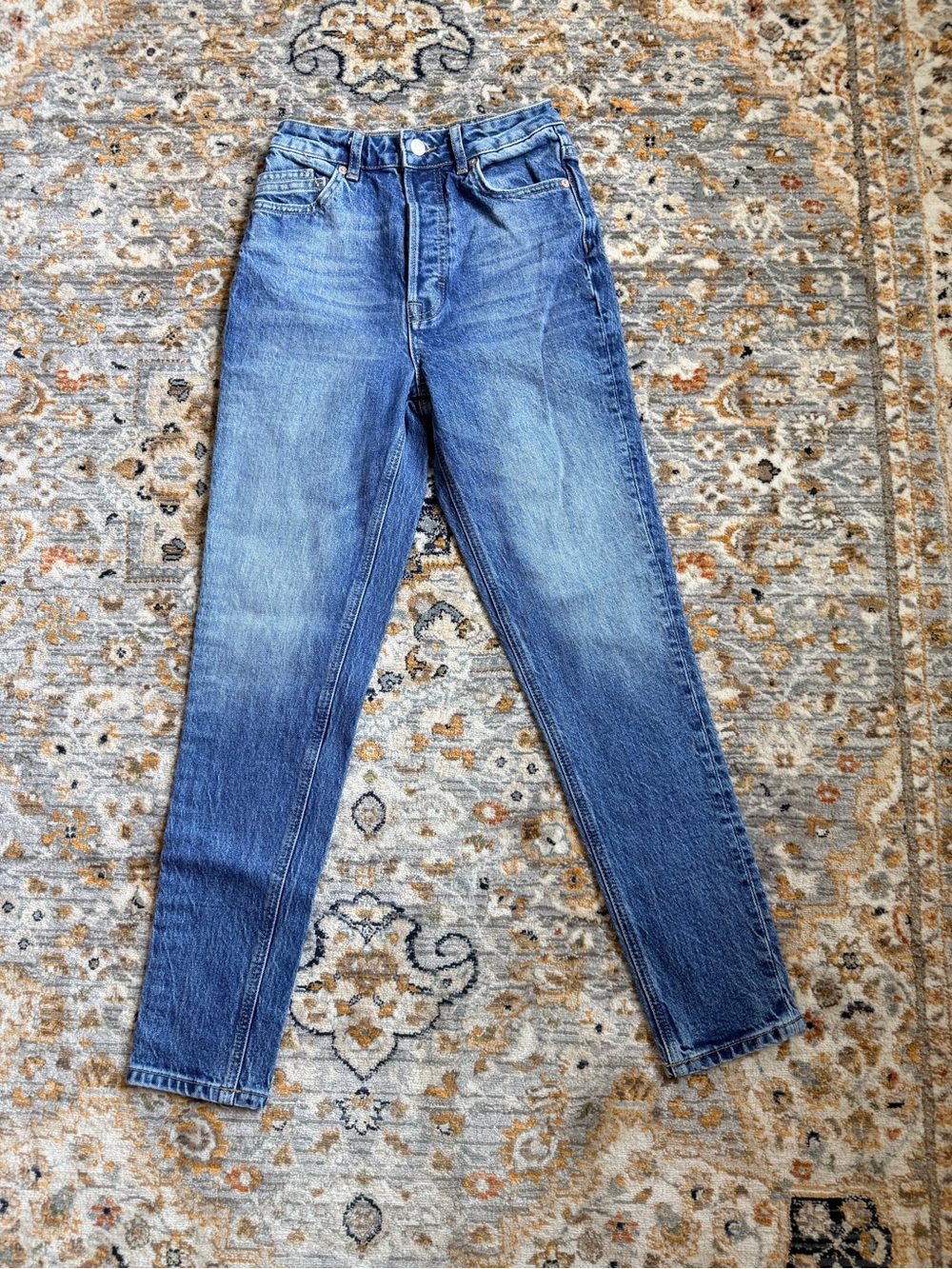 We The Free High-Rise Light Blue Slim Straight Jeans Heavy Denim Button Fly